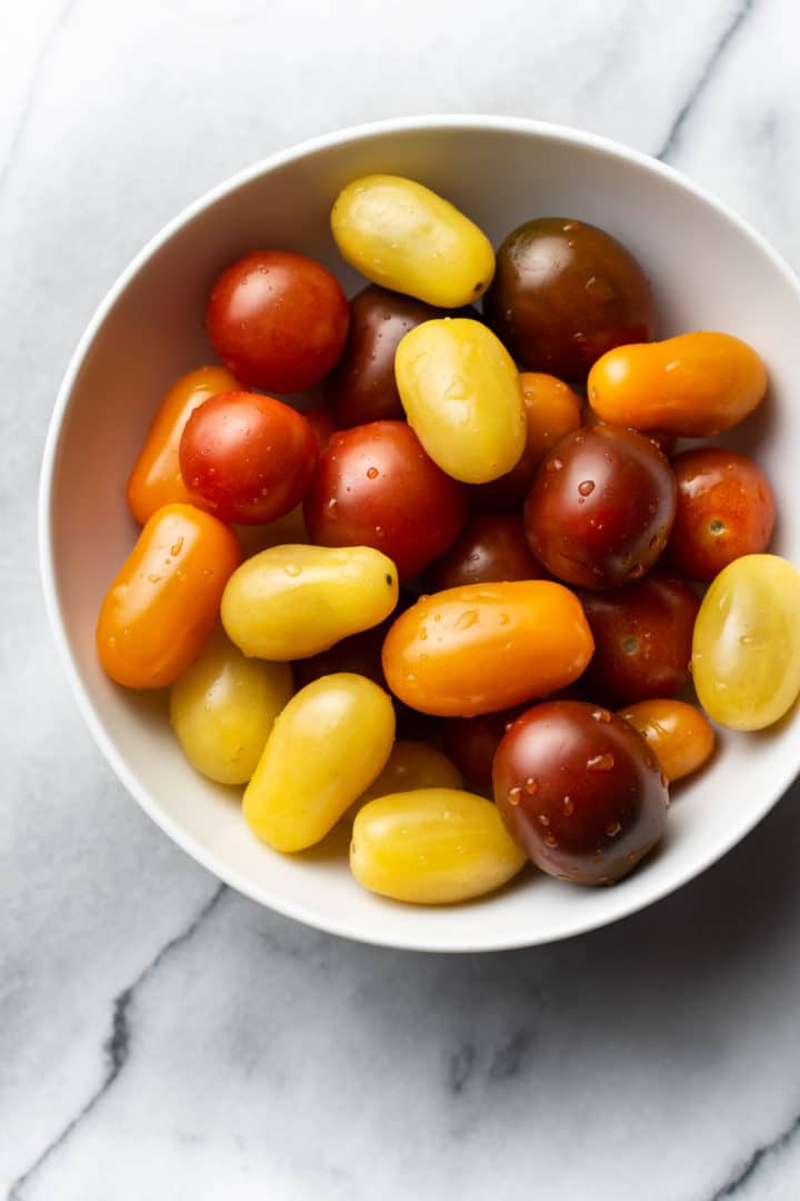 multicolor little tomatoes in a bowl