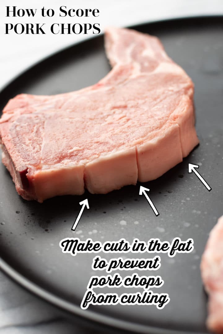 graphic (how to score pork chops so they don't curl when you fry them)