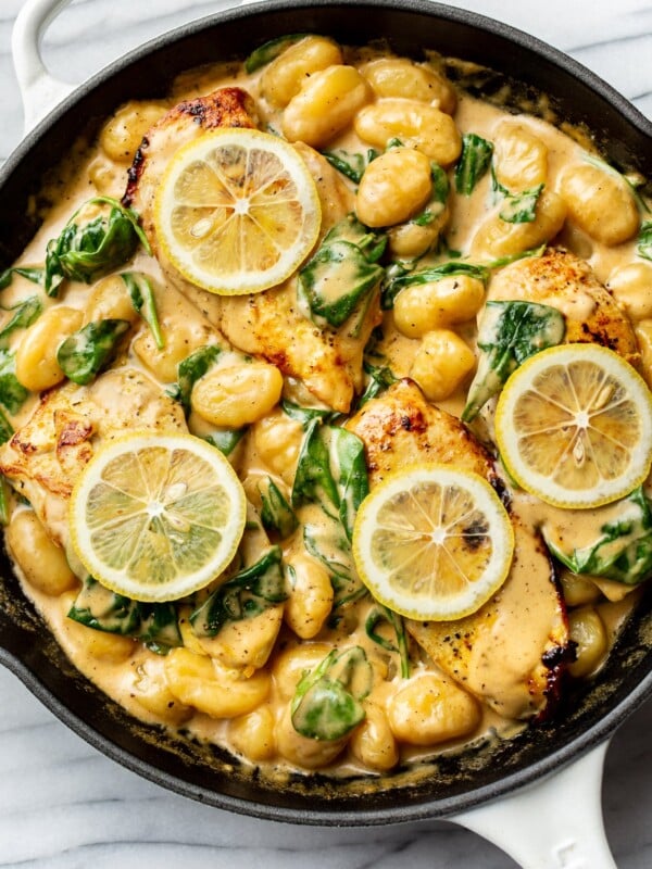 the best creamy chicken gnocchi in a skillet