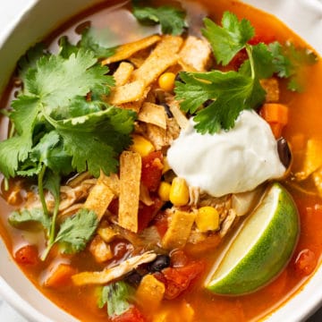 close-up of Mexican chicken soup