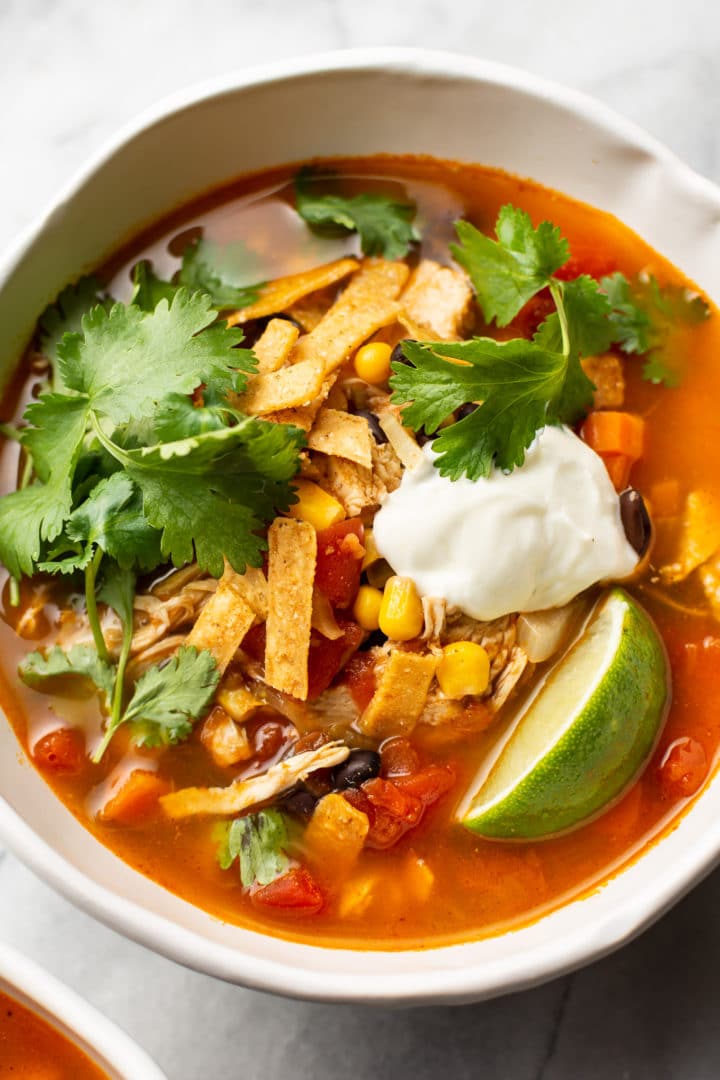 close-up of Mexican chicken soup