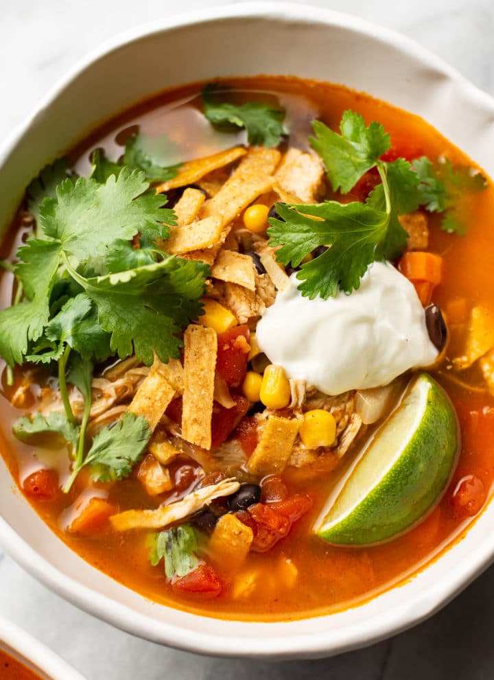 close-up of Mexican chicken soup