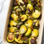 roasted brussels sprouts in a serving dish