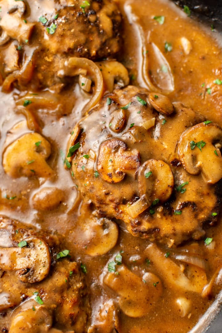 close-up of the best Salisbury Steak