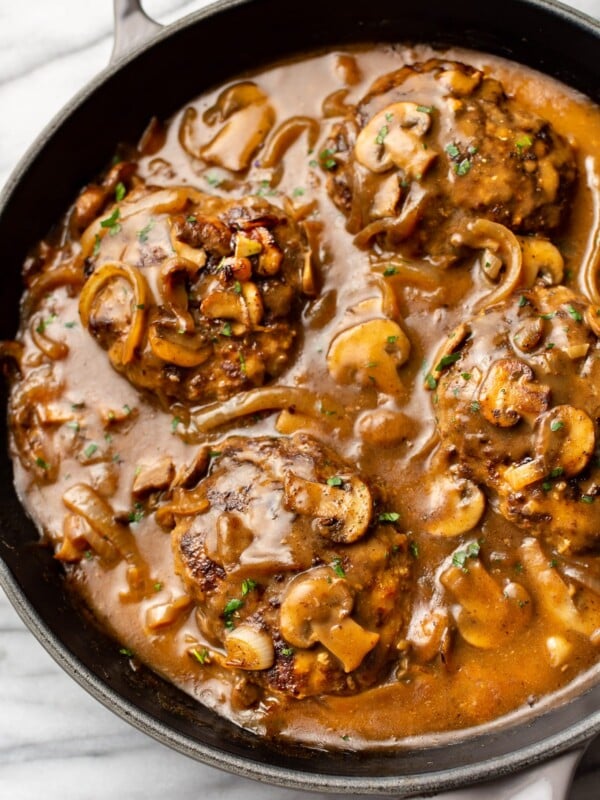 homemade Salisbury Steak in a skillet