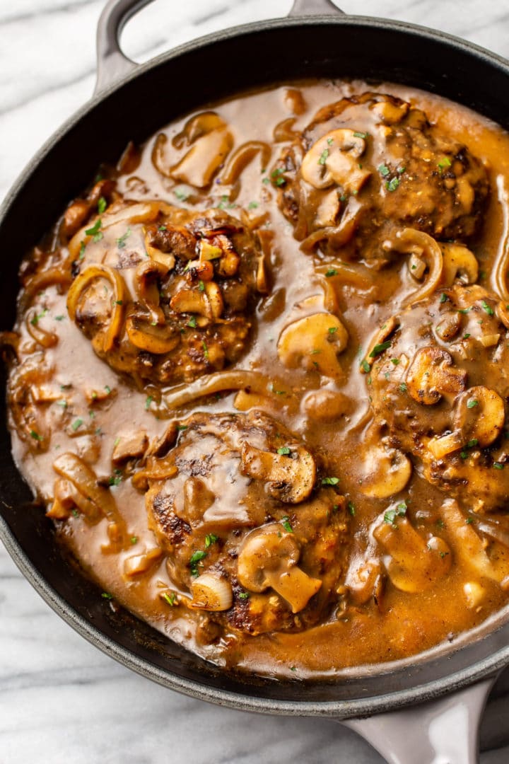 homemade Salisbury Steak in a skillet