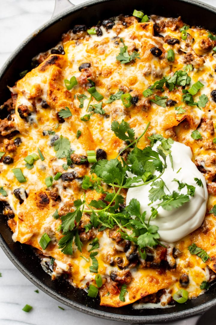 close-up of beef taco skillet