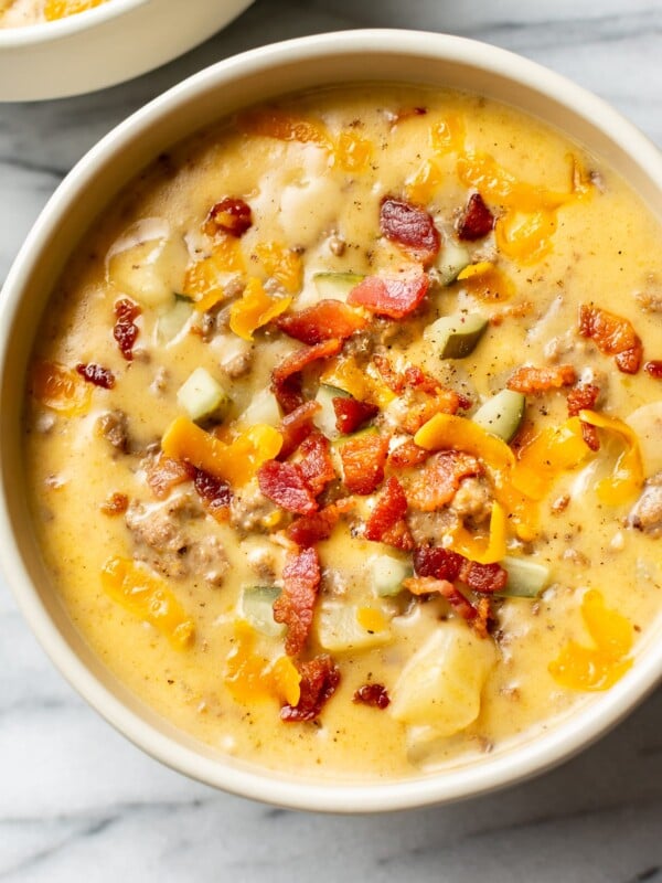 best cheeseburger soup close-up