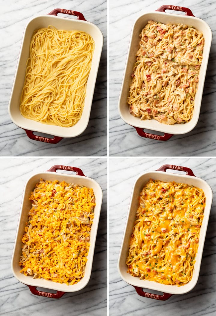 how to make chicken spaghetti process collage