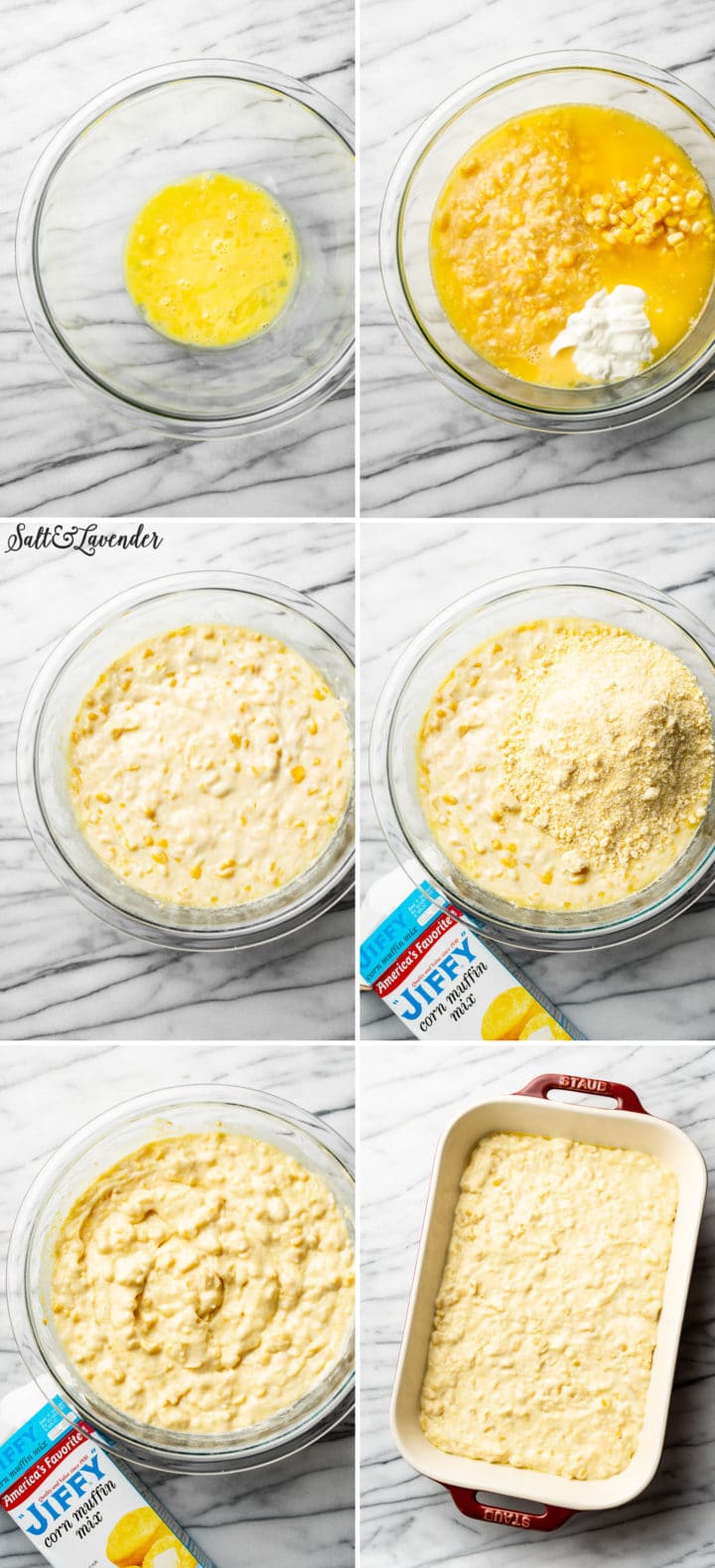 how to make corn casserole process photo collage