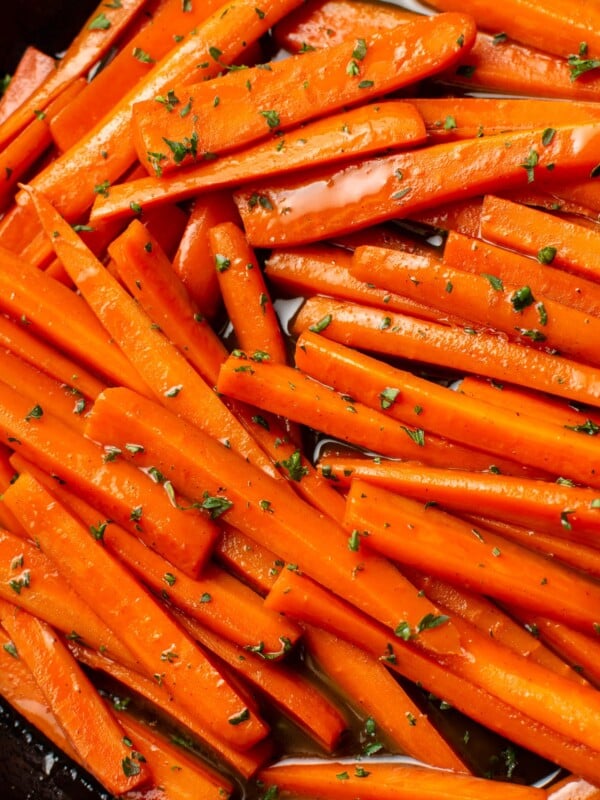 close-up of glazed carrots