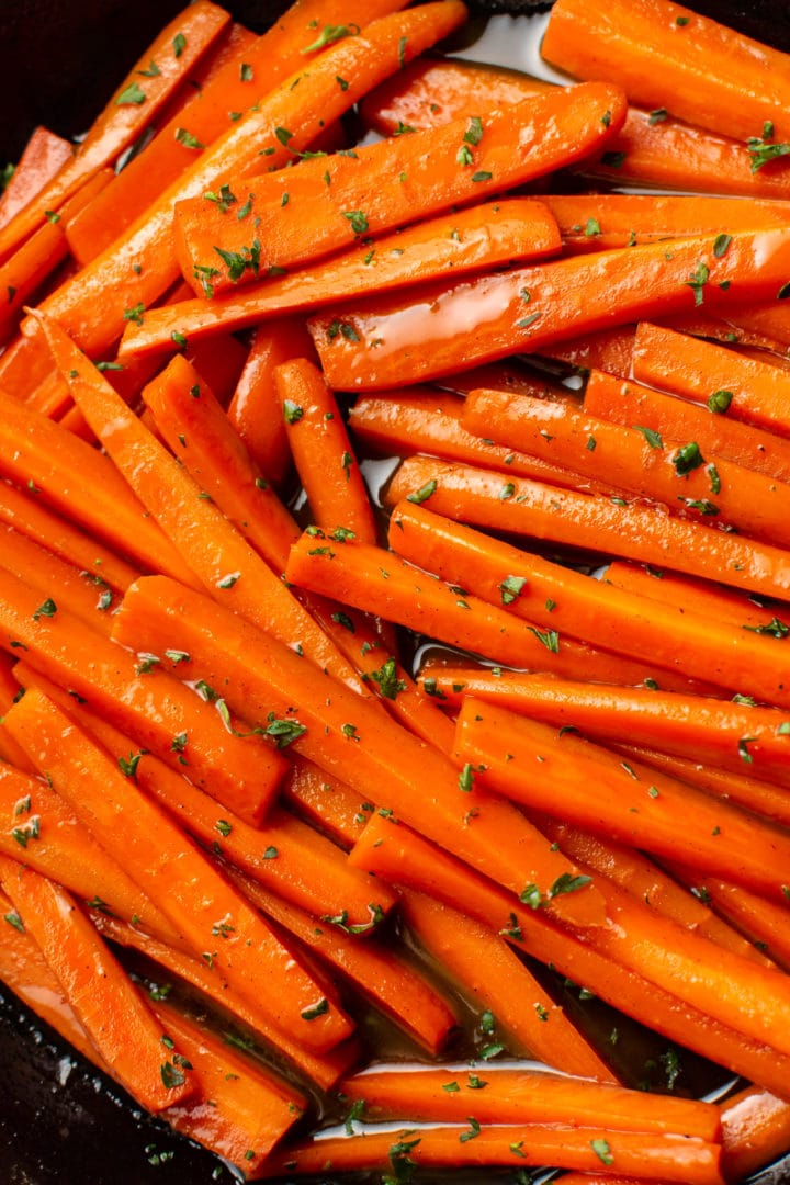 close-up of glazed carrots