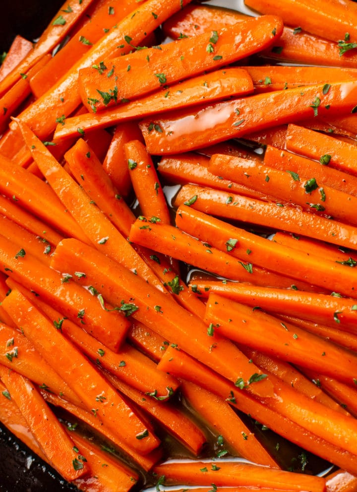 close-up of glazed carrots