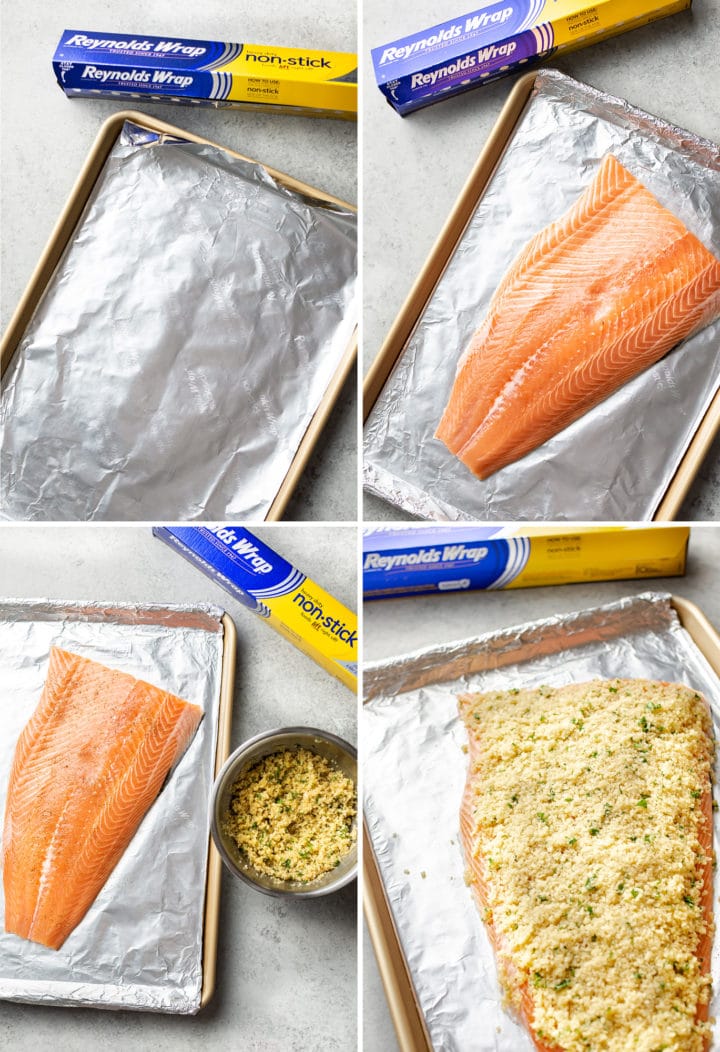 maple dijon baked salmon process photo collage