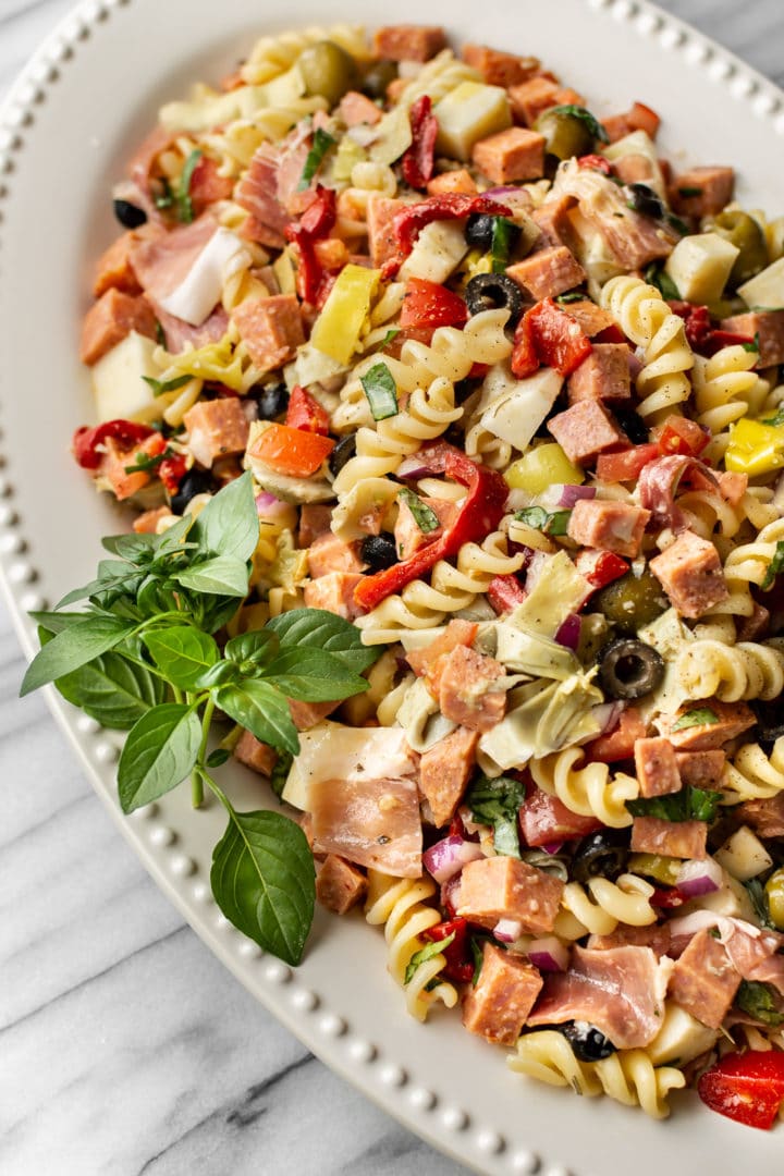 close-up of Italian antipasto salad