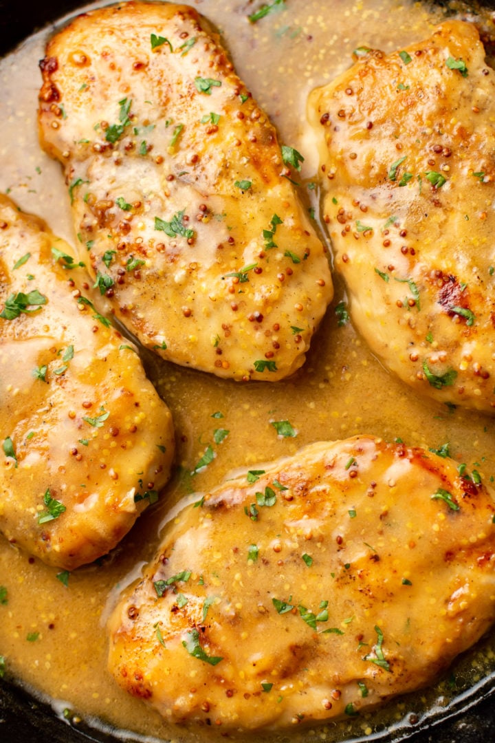 close-up of honey mustard chicken