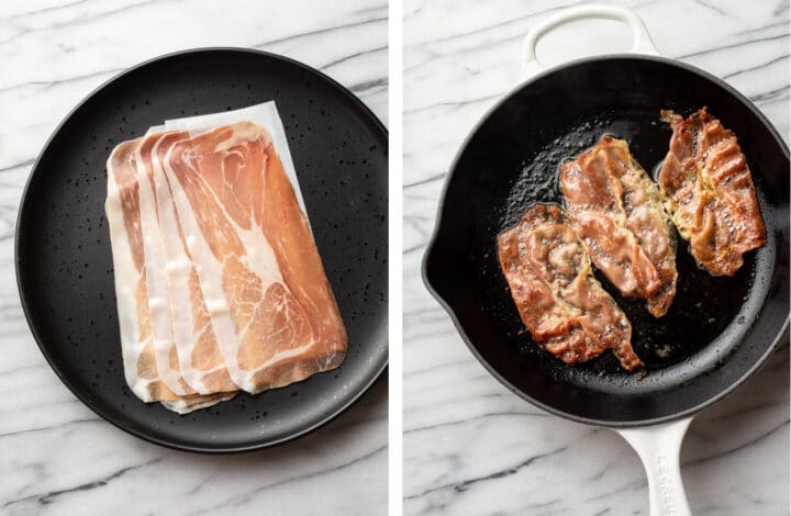 prosciutto before and after frying