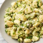 no mayo potato salad close-up in a serving bowl