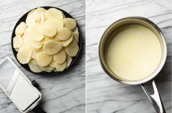scalloped potatoes process photo collage