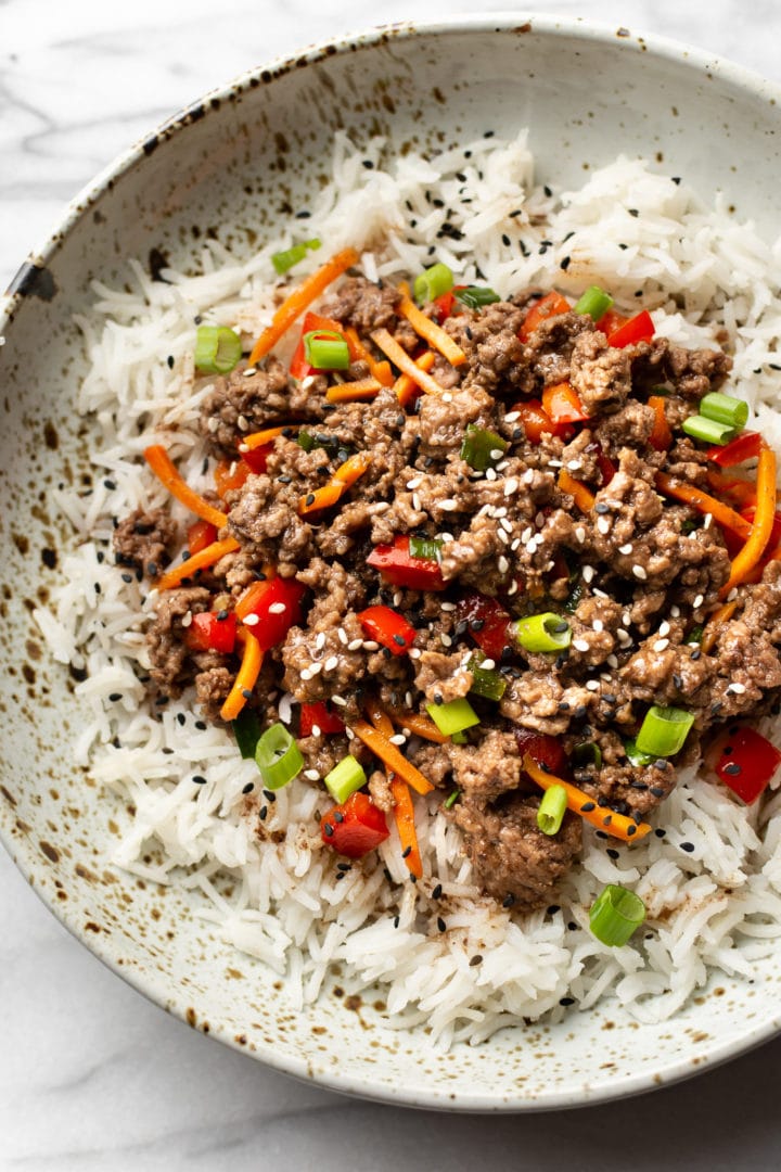 teriyaki ground beef rice bowl