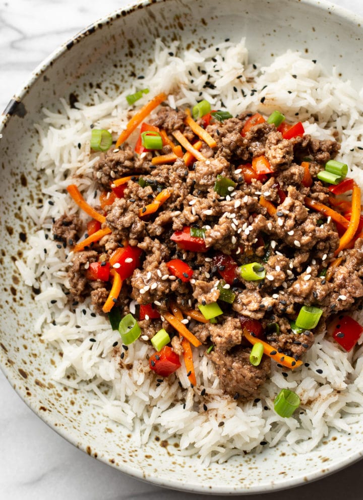 teriyaki ground beef rice bowl