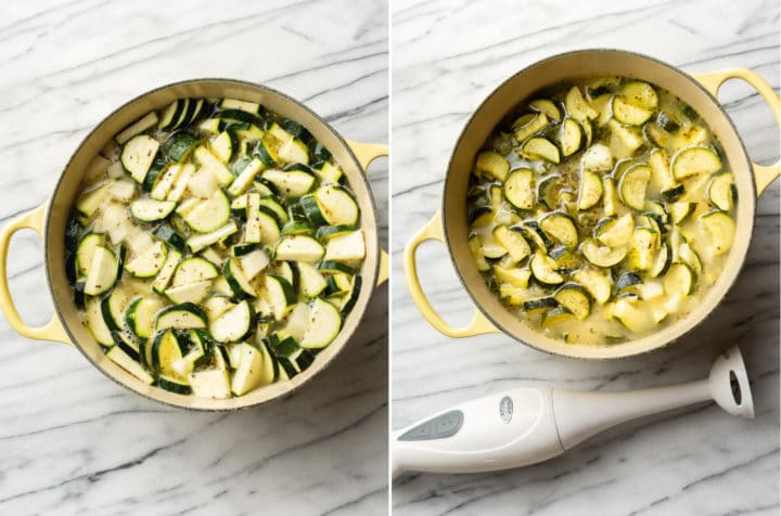 how to make zucchini soup process collage