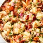 close-up of the best German potato salad in a serving bowl