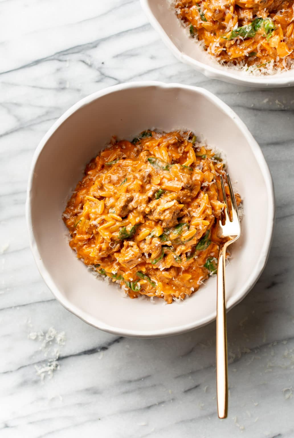 Ground Beef Orzo with Tomato Cream Sauce • Salt & Lavender