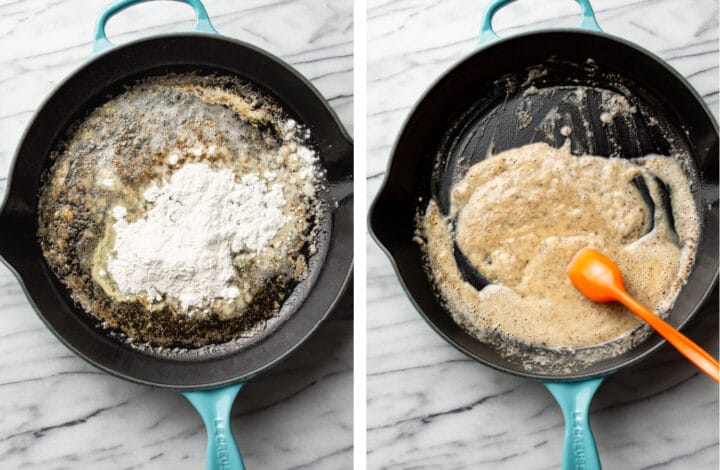 making a roux for swedish meatball sauce