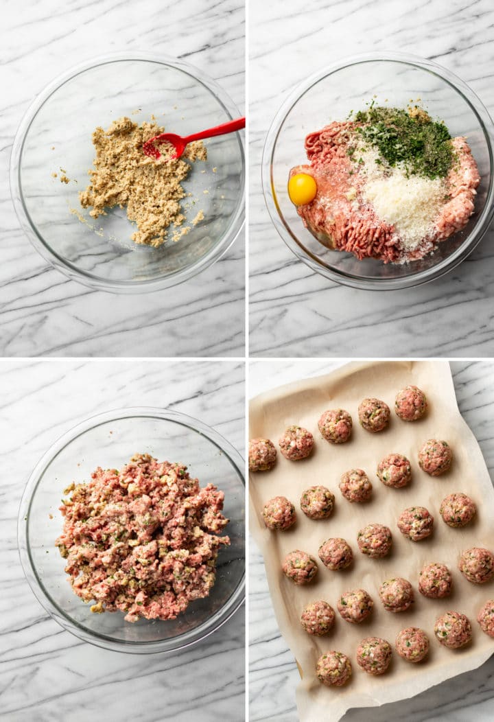 easy meatball recipe process photo collage