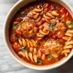 Italian meatball soup in two bowls