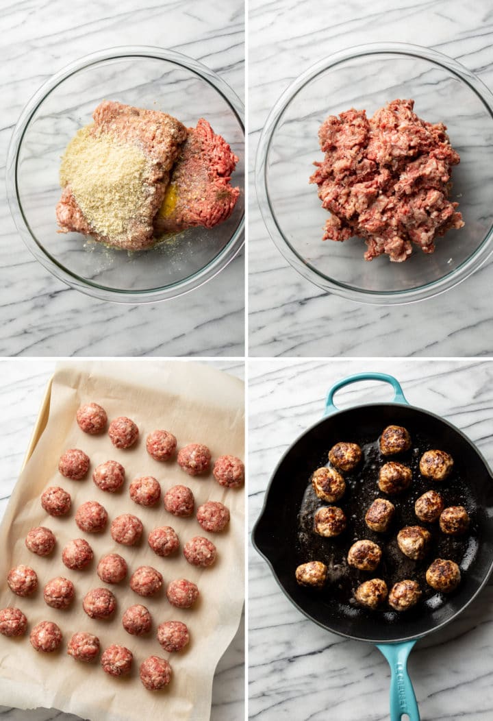 Swedish meatball recipe process photo collage