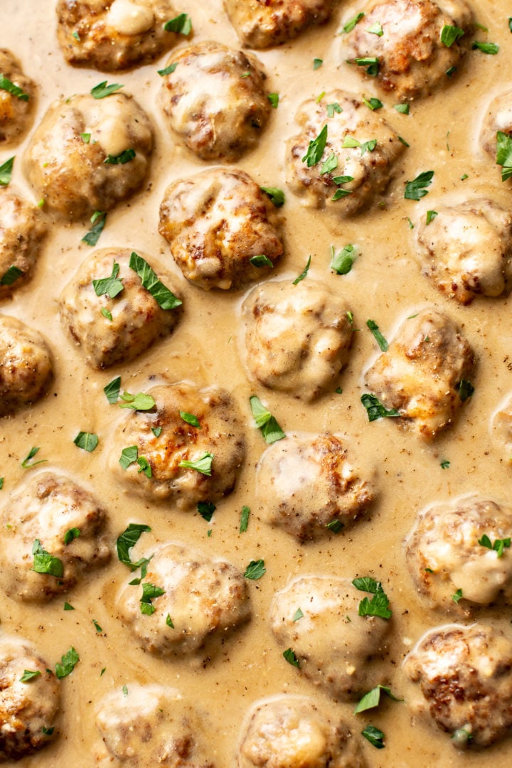 close-up of easy Swedish meatballs