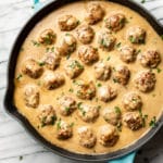 Swedish meatballs in a skillet