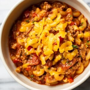 American goulash in two bowls