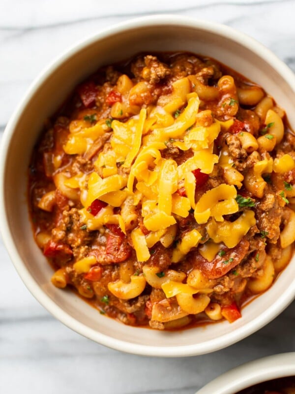 American goulash in two bowls