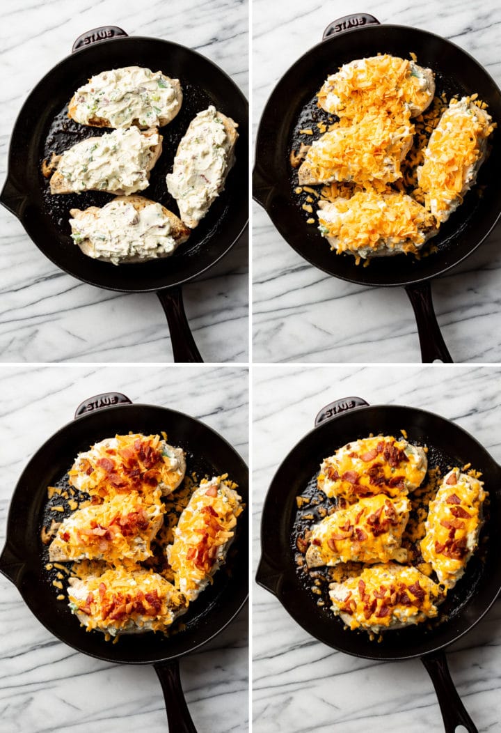 bacon ranch cream cheese chicken process photo collage