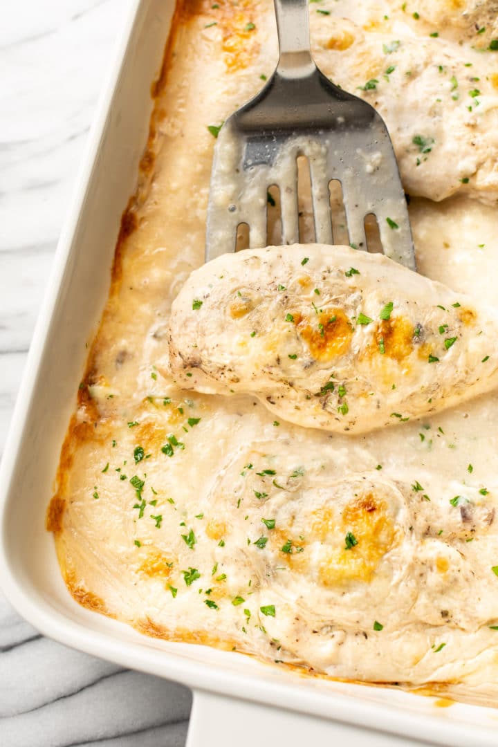 cream of mushroom chicken casserole close-up