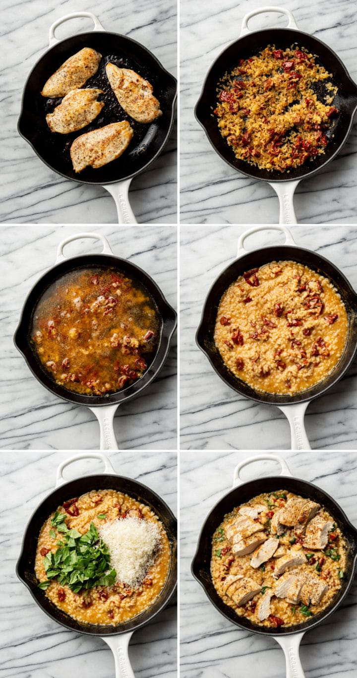 easy risotto process photo collage