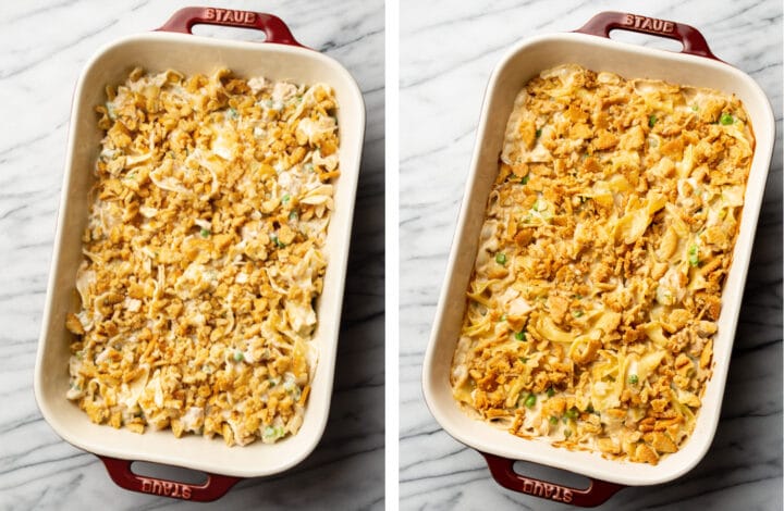 tuna casserole before and after baking