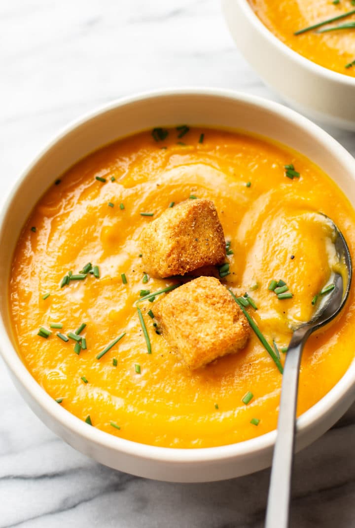 close-up or a bowl of pureed vegetable soup