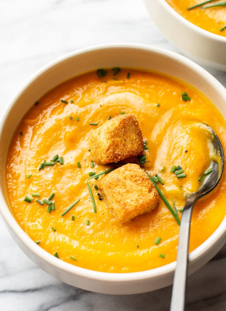 close-up or a bowl of pureed vegetable soup