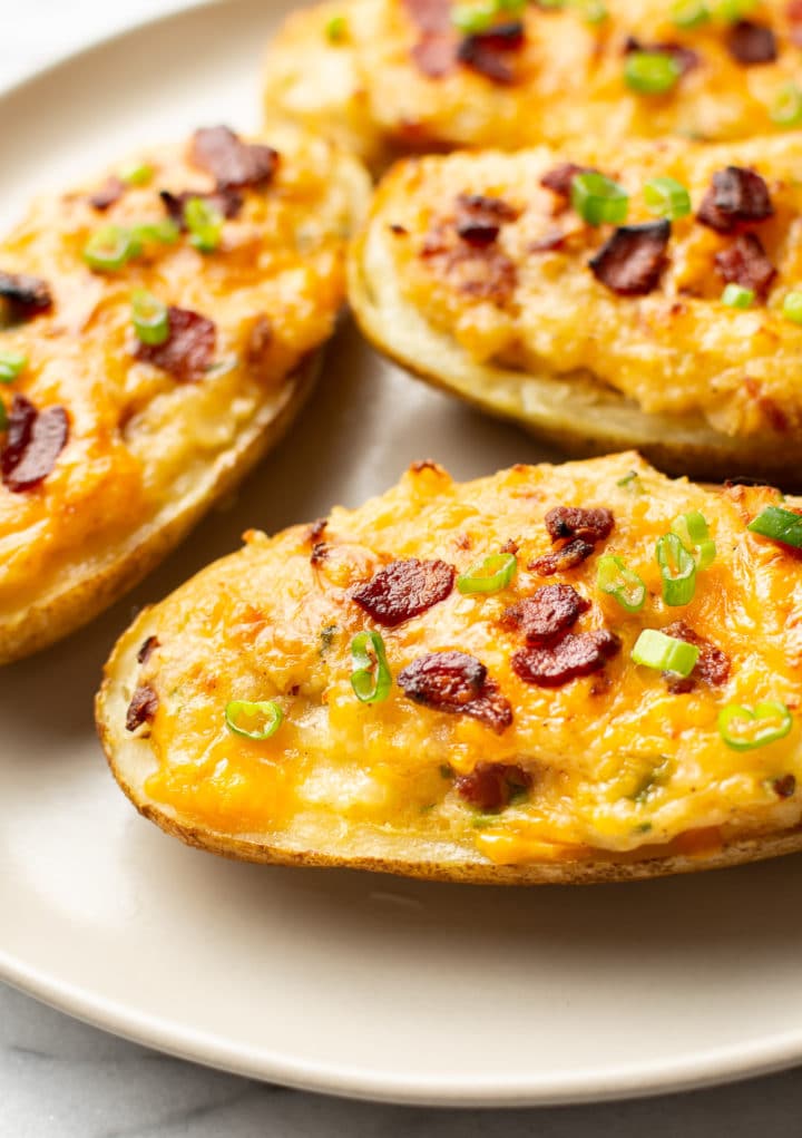 close-up of Cajun twice baked potatoes on a plate