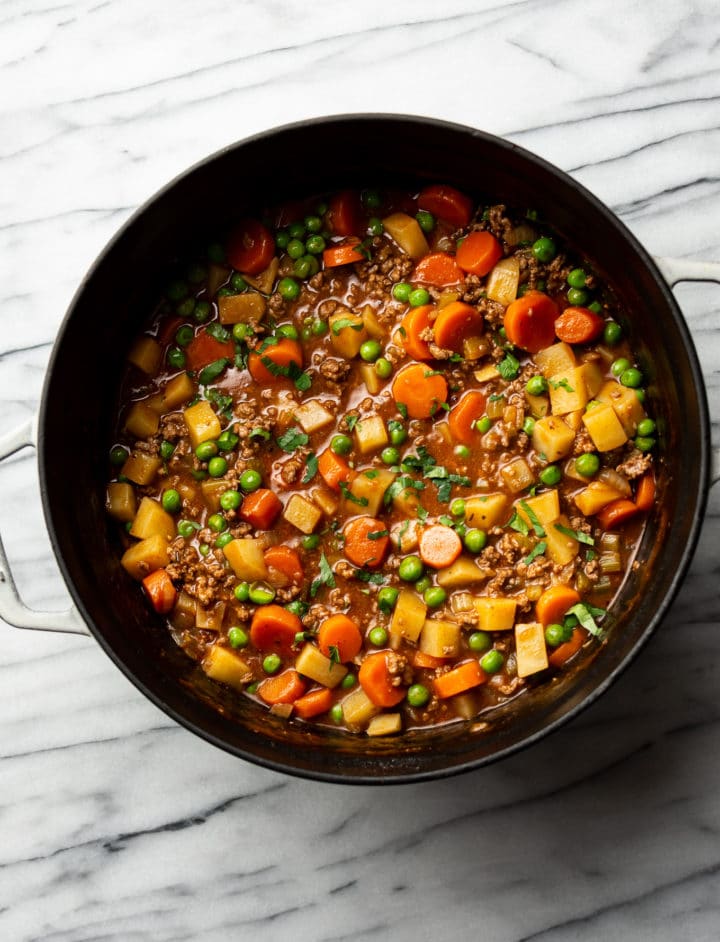 hamburger stew in a Dutch Oven