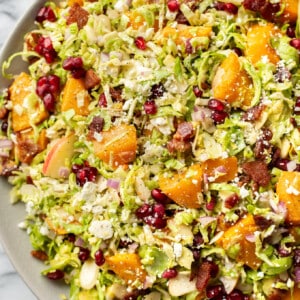 close-up of Thanksgiving shaved Brussels sprouts salad