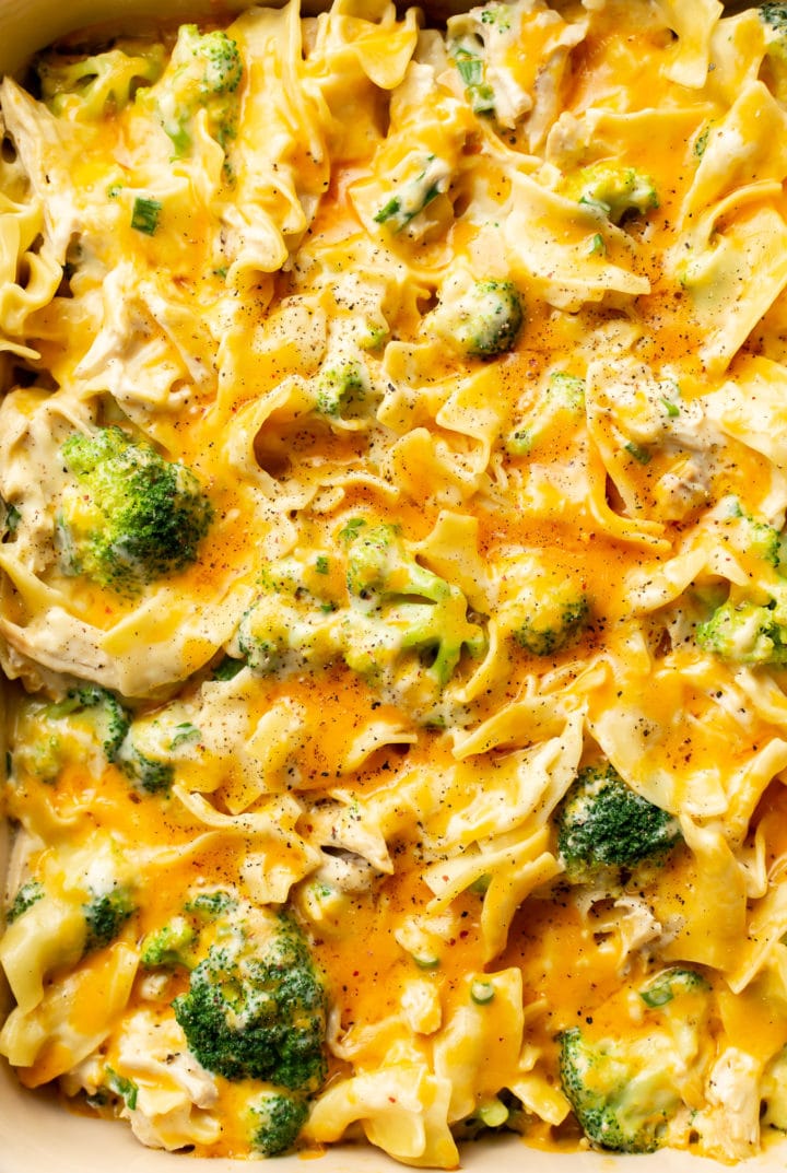 close-up of chicken noodle casserole
