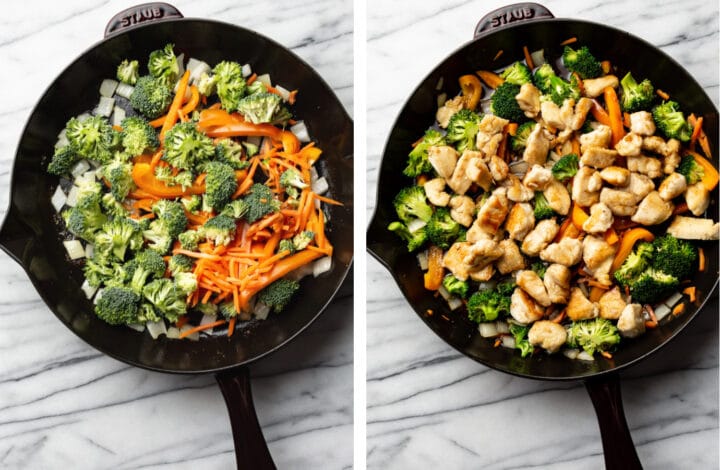 frying vegetables for chicken stir fry