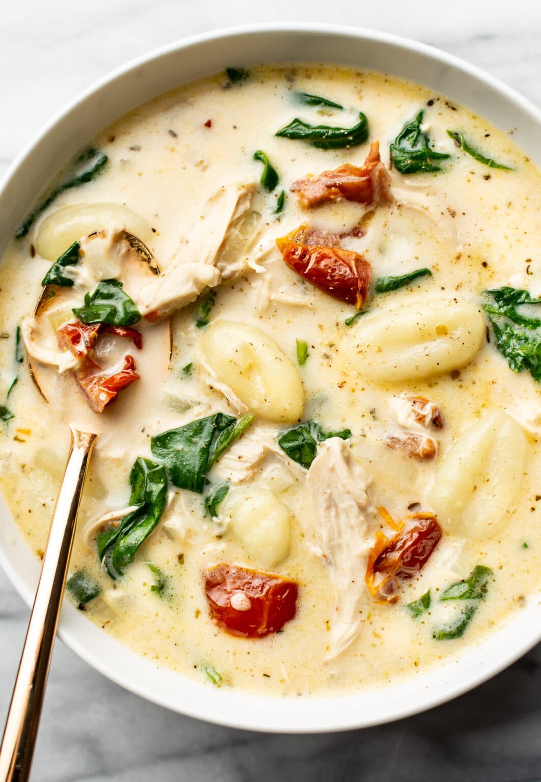 Creamy Tuscan Chicken Gnocchi Soup • Salt &amp; Lavender