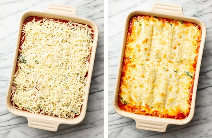 manicotti before and after baking