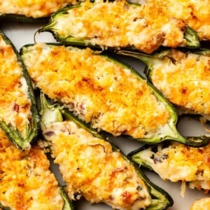 closeup of several jalapeno poppers